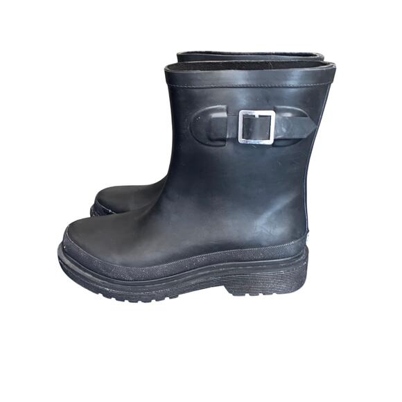 Chooka Black Rubber Rain Boots Women’s 10 Mid Calf Waterproof Ankle Buckle - Picture 4 of 7